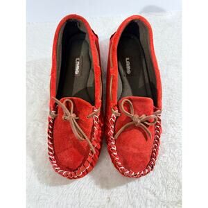 LAM Womens Suede Moccasins Red Size 8 Cozy